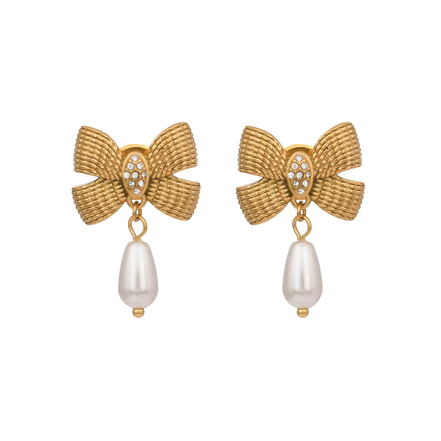 Buttercup Pearl Bow Earrings