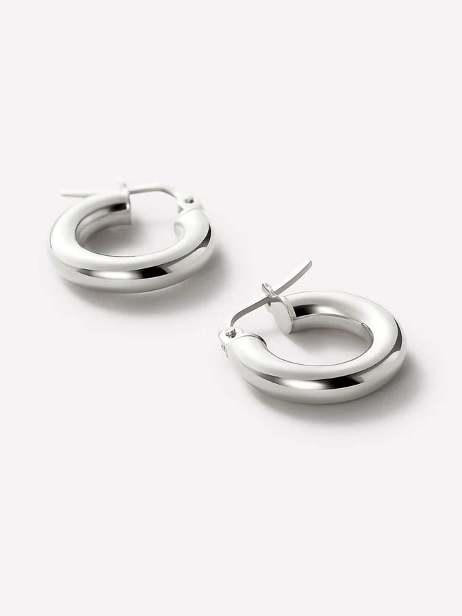 Mira Polished Silver Hoops