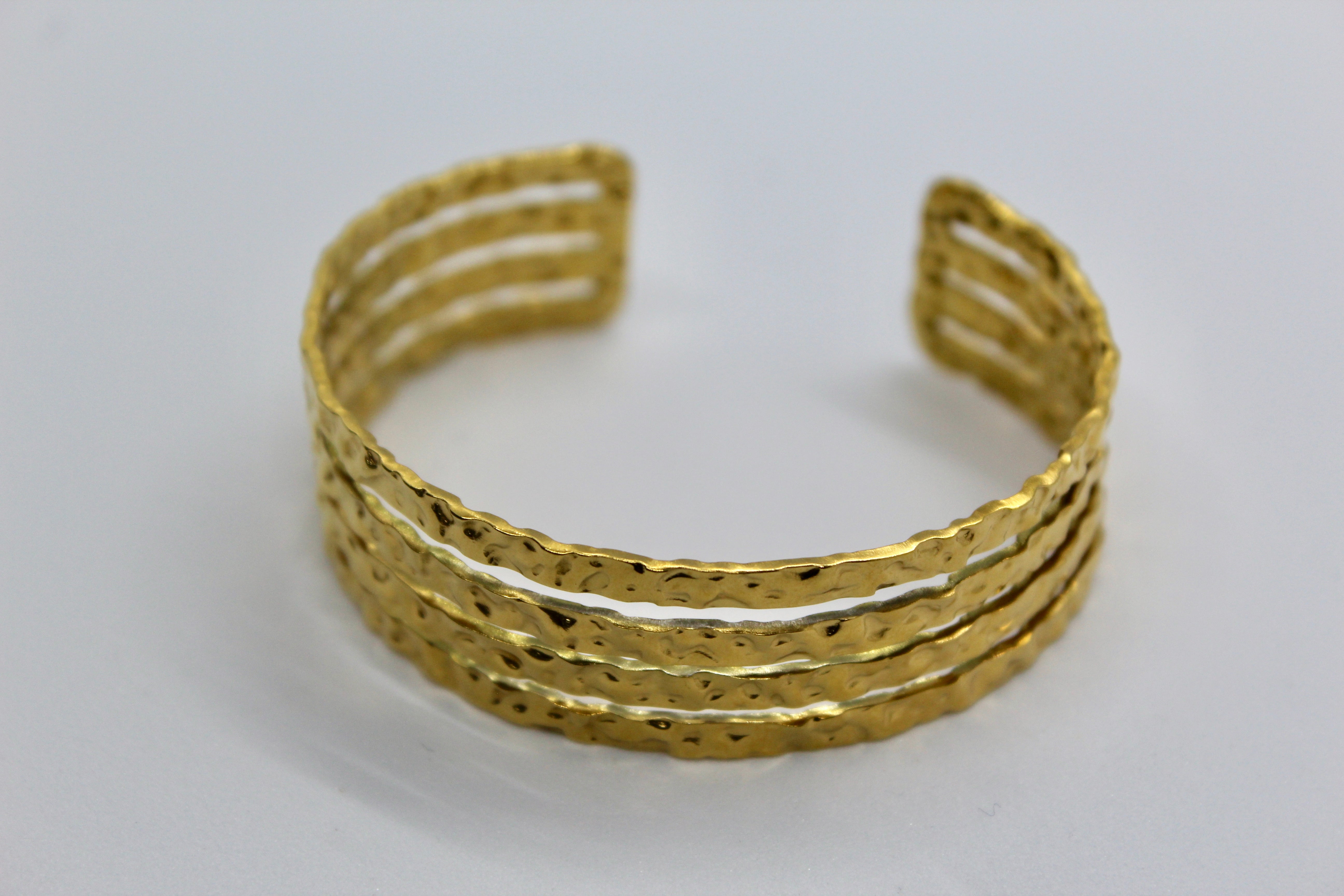 Sculpted Brass Hammered Cuff