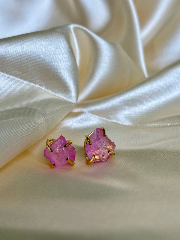 Rose Quartz Brass Studs