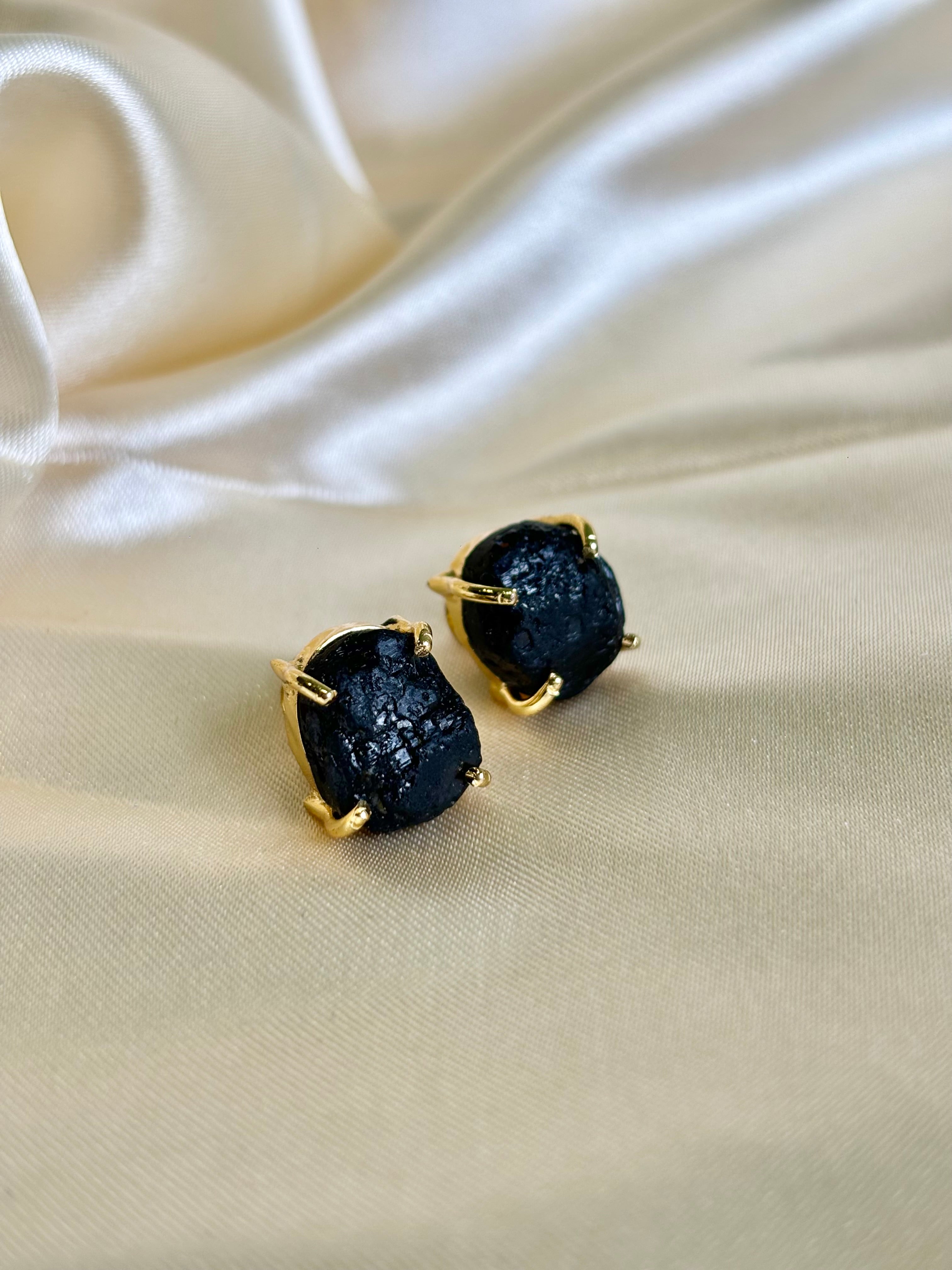 Black Quartz Brass Studs