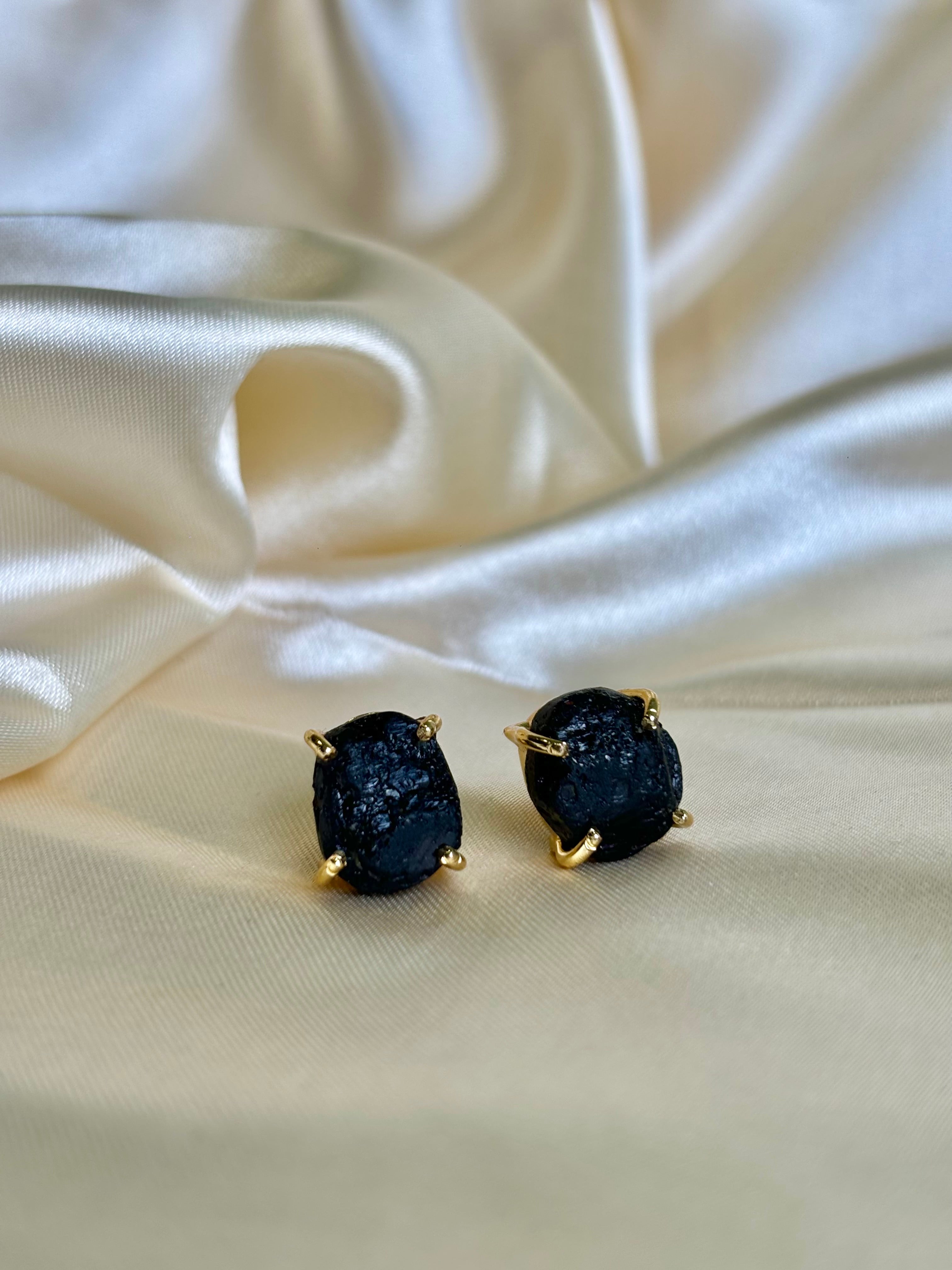 Black Quartz Brass Studs