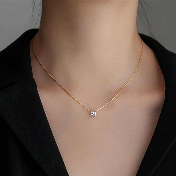 Exquisite Solitaire Necklace (Rose Gold)