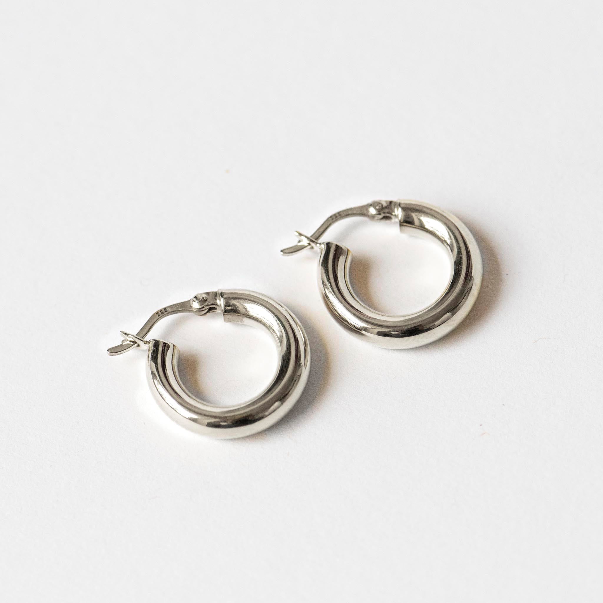 Mira Polished Silver Hoops