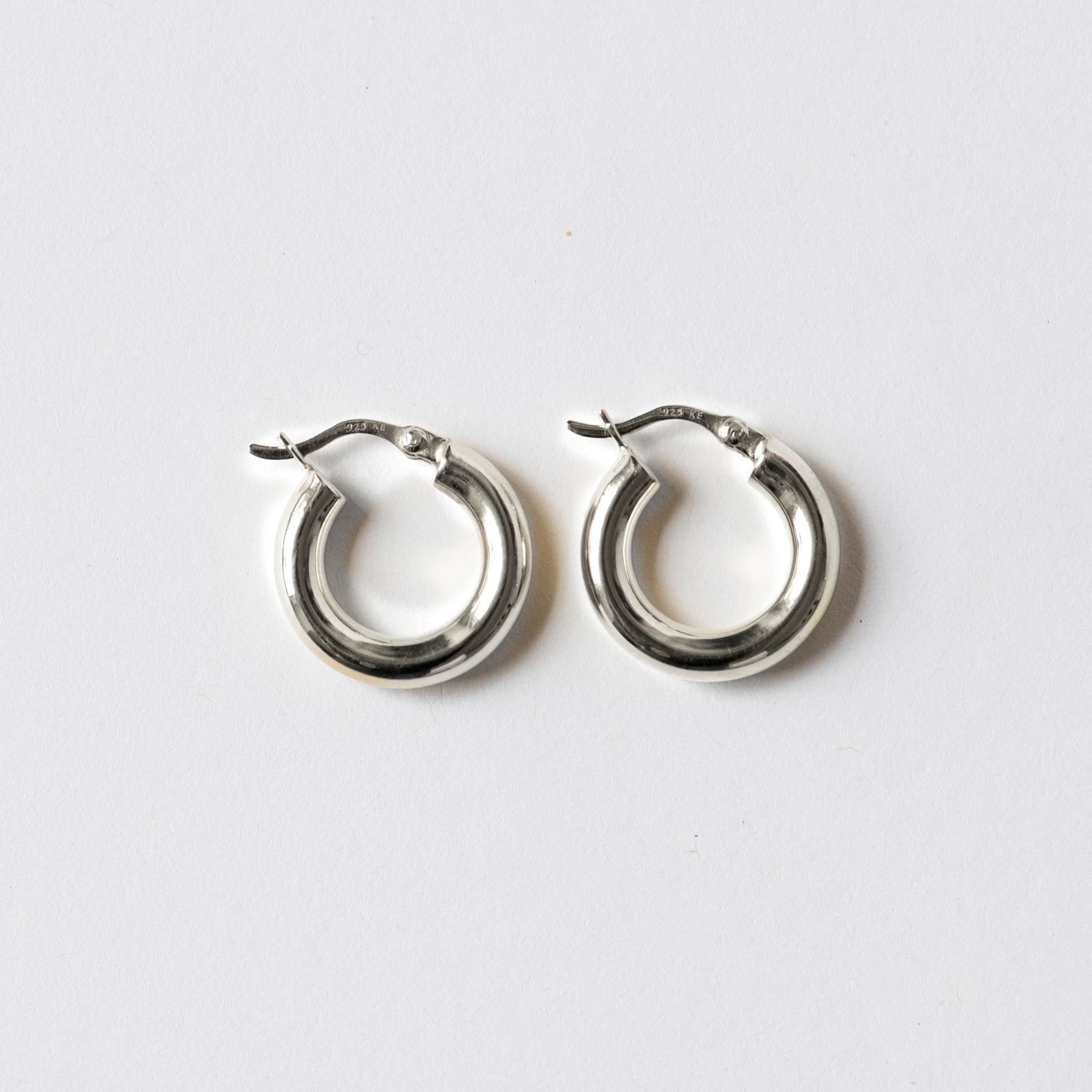 Mira Polished Silver Hoops