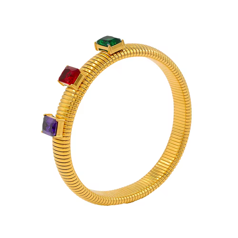 Tri-Color Stone Ribbed Hand Band