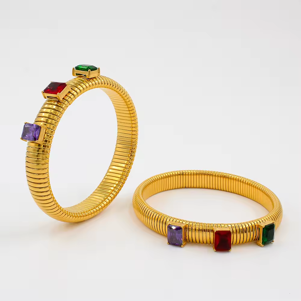 Tri-Color Stone Ribbed Hand Band